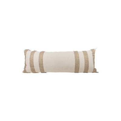 Oversized 14x36 Decorative Cotton Lumbar Throw Pillow With Knotted Accent  And Hand Tied Fringe - Foreside Home & Garden : Target