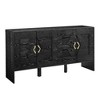 Homy Casa Decorative Storage Cabinet, Black – Modern Accent Sideboard with Textured Doors and Brass Handles - 2 of 4