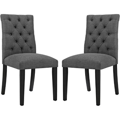 Duchess Gray Fabric Upholstered Wood Side Chair Set of 2