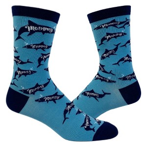 Crazy Dog T-Shirts Women's Mommy Shark Socks Funny Viral Song Mothers Day Fish Graphic Novelty Footwear - 1 of 4