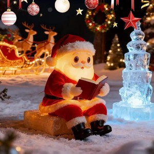 Santa Claus Reading Book Lamp, Christmas Santa Reading Book Lamp, Cute Light Up Santas Statue Vintage, Christmas Table Decor Vintage Night Light - 1 of 4