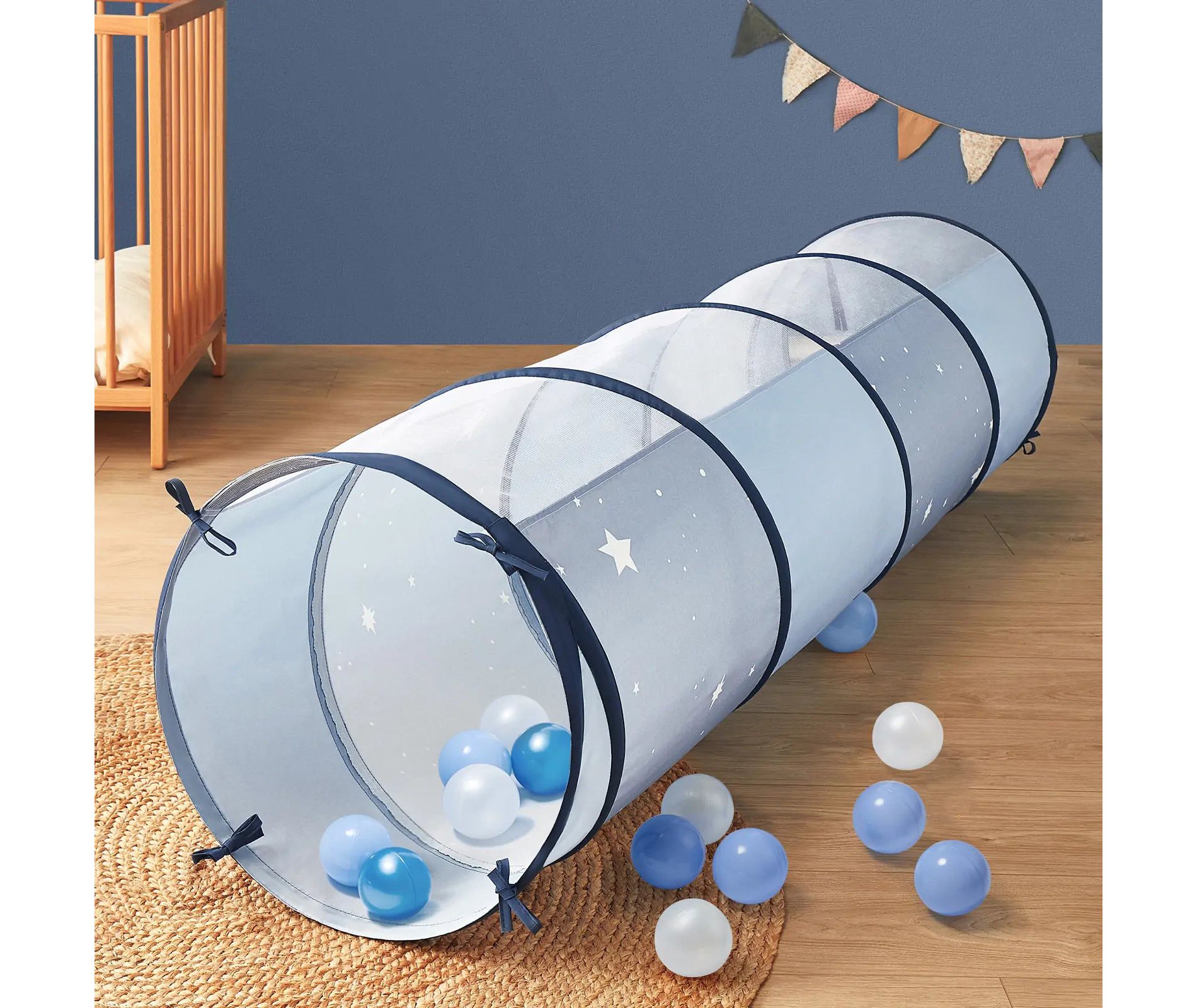 Tiny Land® Adventure Play Tunnel for Toddlers, 69" x 18" Pop Up Tunnel - Blue