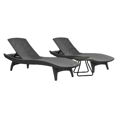 Pacific Seating Sun Lounger With Table Set 3pc Gray - Keter
