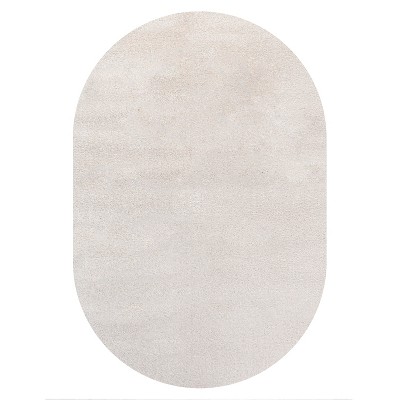 Ivory Oval Synthetic Low-Pile 3' x 5' Area Rug