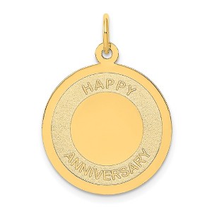 Black Bow Jewelry 14k Yellow Gold Happy Anniversary Disc Charm or Pendant, 20mm - 1 of 4