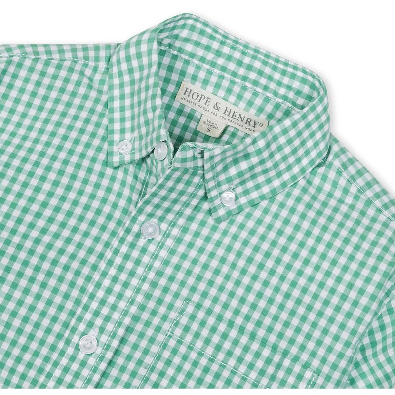 Hope & Henry Boys' Organic Poplin Long Sleeve Button Down Shirt, Infant, 2 of 5