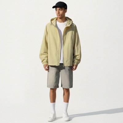 Alilang Men's Lightweight Hooded Windbreaker Jacket with Full Zip Closure Elastic Cuffs and Relaxed Fit Design - Medium, Yellow — фото 2