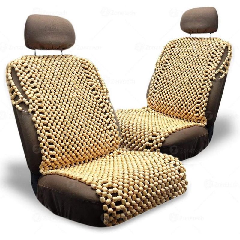 Zone Tech Royal Natural Wood Bead Seat Cover- Full Car Massage Cool Premium Comfort Cushion - Reduces Fatigue The Car, Truck or Your Office Chair, 1 of 6
