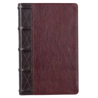 KJV Giant Print Bible Two-Tone Brown/Burgundy Full Grain Leather - Large Print (Leather Bound)