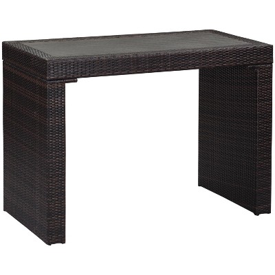 Brown and Sand Six-Seater Outdoor Rattan Bar Set