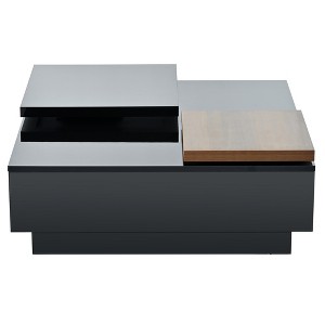Dexmalle Modern Square Wood Movable Top Coffee Table with High Gloss finish - 1 of 4