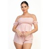 Slickblue Smock Gingham Top & Mini Short Set, Off-Shoulder Fit, Co-ord Outfit, Vacation Wear, Black/Blush, Size S-L - 2 of 4