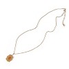 Anna-Kaci Women's Stainless Steel Necklace with 18K Gold Plated Pendant, Orange Acrylic Stone Inlay, Adjustable Chain, Unique Design-Gold - 2 of 4