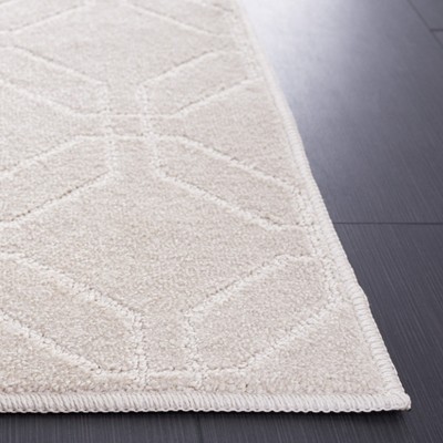 Ivory Hand-Knotted Synthetic Rectangular Area Rug