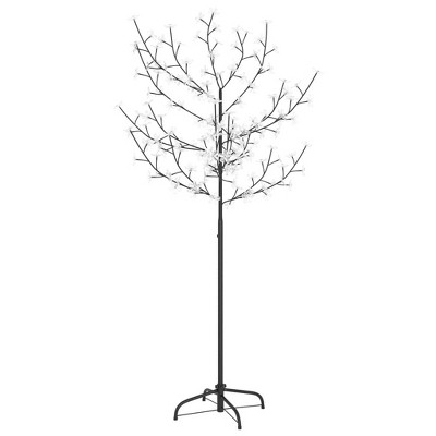 vidaXL Artificial Christmas Tree with Cold White 120 LED Lights, 5ft Tall, Cherry Blossom Design