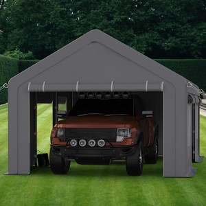 Carport, 12x20ft Heavy Duty Portable Garage - 4 Doors + 4 Windows, Reinforced Steel Poles, UV Resistant Waterproof Tarp for Car Truck Boat - 1 of 4