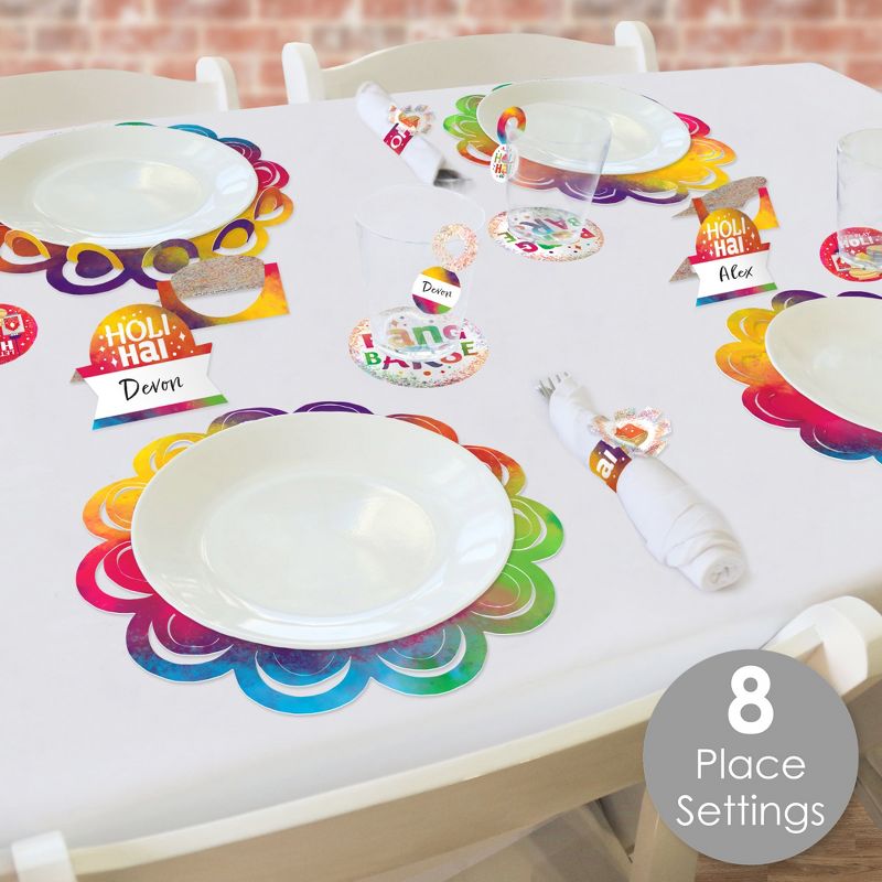 Big Dot of Happiness Holi Hai - Festival of Colors Party Paper Charger and Table Decorations - Chargerific Kit - Place Setting for 8, 3 of 10