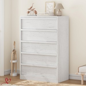 Modern 5/7 Drawer Dresser for Bedroom Antique White/Natural 5 Chest of Drawers 43" Tall with Large Storage Space - 1 of 4
