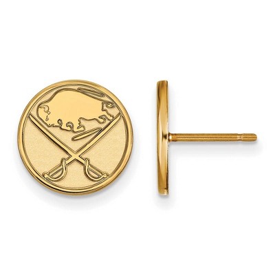 Black Bow Jewelry 14k Yellow Gold Buffalo Sabres NHL Stud Earrings
