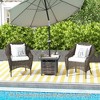 Tangkula 21.5 Inches Outdoor PE Rattan Side Table w/ Resin Tabletop Umbrella Hole - 3 of 4