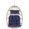 Grungis Patio Egg Swing Chair Outdoor, Garden Rattan Swing Chair with Hanging Wood for Living Room Balcony - 3 of 4