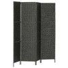 vidaXL 4-Panel Room Divider Black 60.6"x63"  Water Hyacinth - 3 of 4