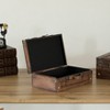 Vintiquewise Leather Antique Decorative Storage Trunk, Wooden Suitcase with Faux Leather Belt Brown - image 2 of 4
