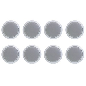 Pyle Home PDIC PRO Max Series 6.5'' 200W Round Flush Mount In Wall/Ceiling Home Speakers Pair with Directable 0.5' Polymer Dome Tweeter, 8 Pack - 1 of 4