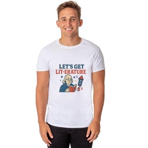 Men's 4th of July Let's Get Lit- Erature America Patriotic Funny T-Shirt - 1 of 4