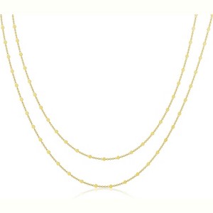Gold Beaded Wave Chain Necklace for Women, 14K Gold Plated Layered Minimalist Choker - 1 of 4