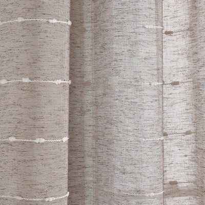 Farmhouse Brown Sheer Polyester Grommet Window Curtain Panels