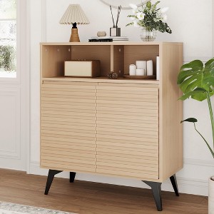 Sideboard Buffet Cabinet with Storage,Fluted Storage Cabinet with Adjustable Shelves for Dining Room - 1 of 4