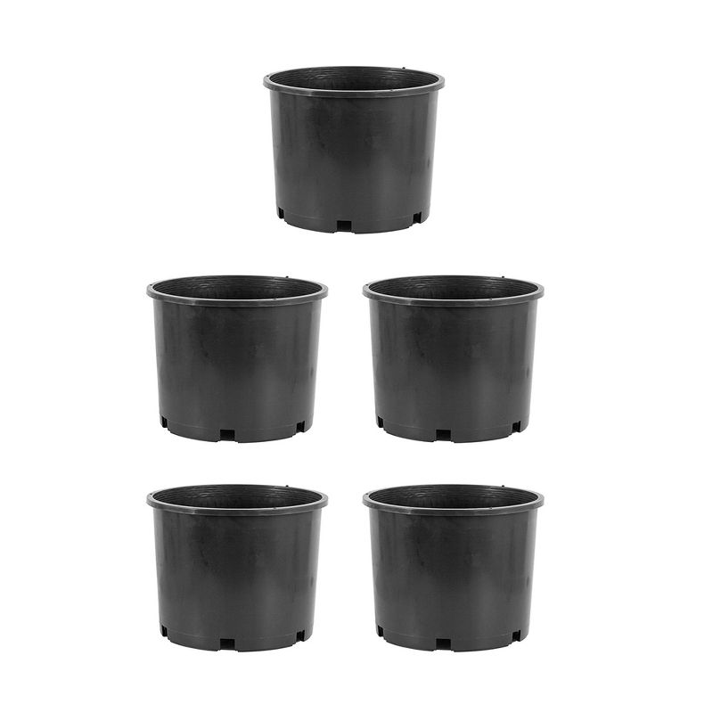 Pro Cal HGPK5PHD Round Circle BPA Free 5 Gallon Wide Rim Durable Injection Molded Plastic Garden Plant Nursery Pot for Indoor or Outdoor, 5 Pack, 1 of 7