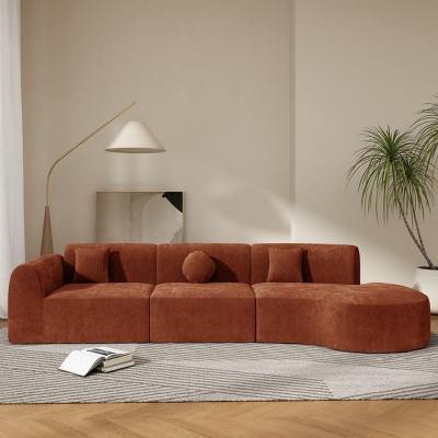 Modern 3 Piece Right-Facing Curved Sectional Sofa, Chaise Lounge with High-Density Foam Structure, Sofa with Polyester Cushion-Coolbibila