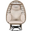 Gulches Outdoor Swivel Chair,Rattan Egg Patio Chair with Rocking Function for Balcony,Poolside and Garden (Natural Wicker+Beige Cushion) - 4 of 4