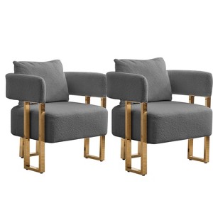 KTMBDW Accent Chair Set of 2, Modern Armchair with Gold Metal Legs, Reading Leisure Chair with High Back for Living Room Bedroom - 1 of 4
