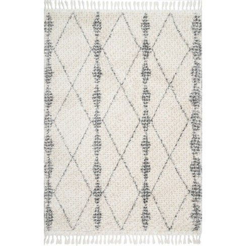 Nuloom Selah Geometric Shag Area Rug, Round 6', Beige : Target