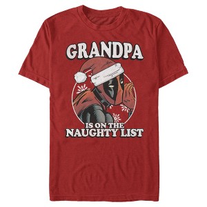 Men's Marvel Christmas Deadpool Grandpa on Naughty List T-Shirt - 1 of 4