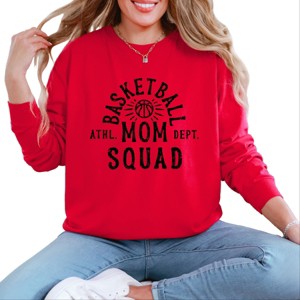 Simply Sage Market Basketball Mom Squad Garment Dyed Long Sleeve - M - Red - 1 of 4