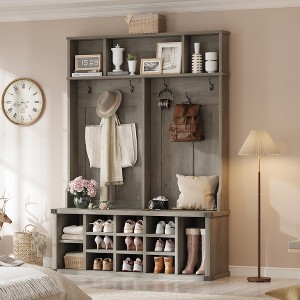 Garvee Extra Large Hall Tree with Bench & Shoe Storage, 12 Shoe