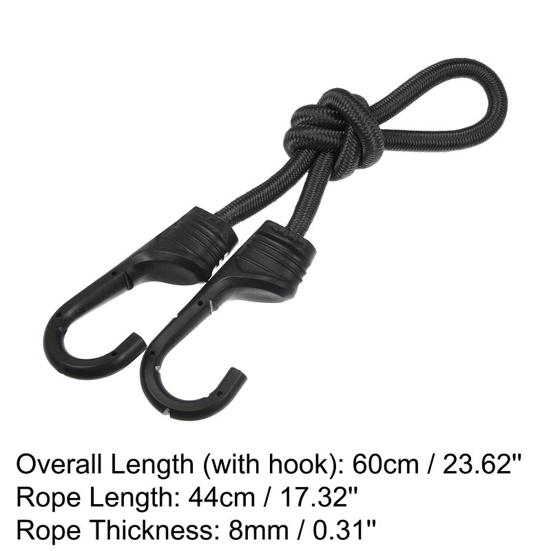Unique Bargains Strong Elastic Strapping Rope with Hooks for Bicycle Luggage Black 12 Pcs, 3 of 7