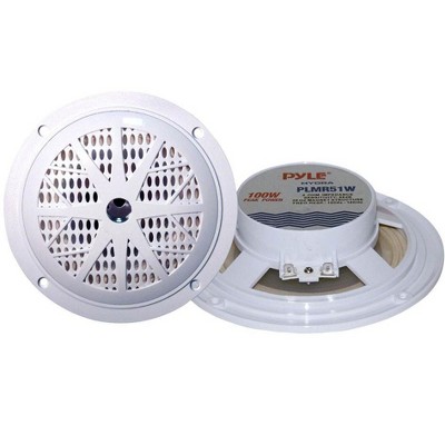 2) PYLE PLMR51W 5.25" 100W 2-Way Waterproof Marine/Boat/Car Audio Speakers White