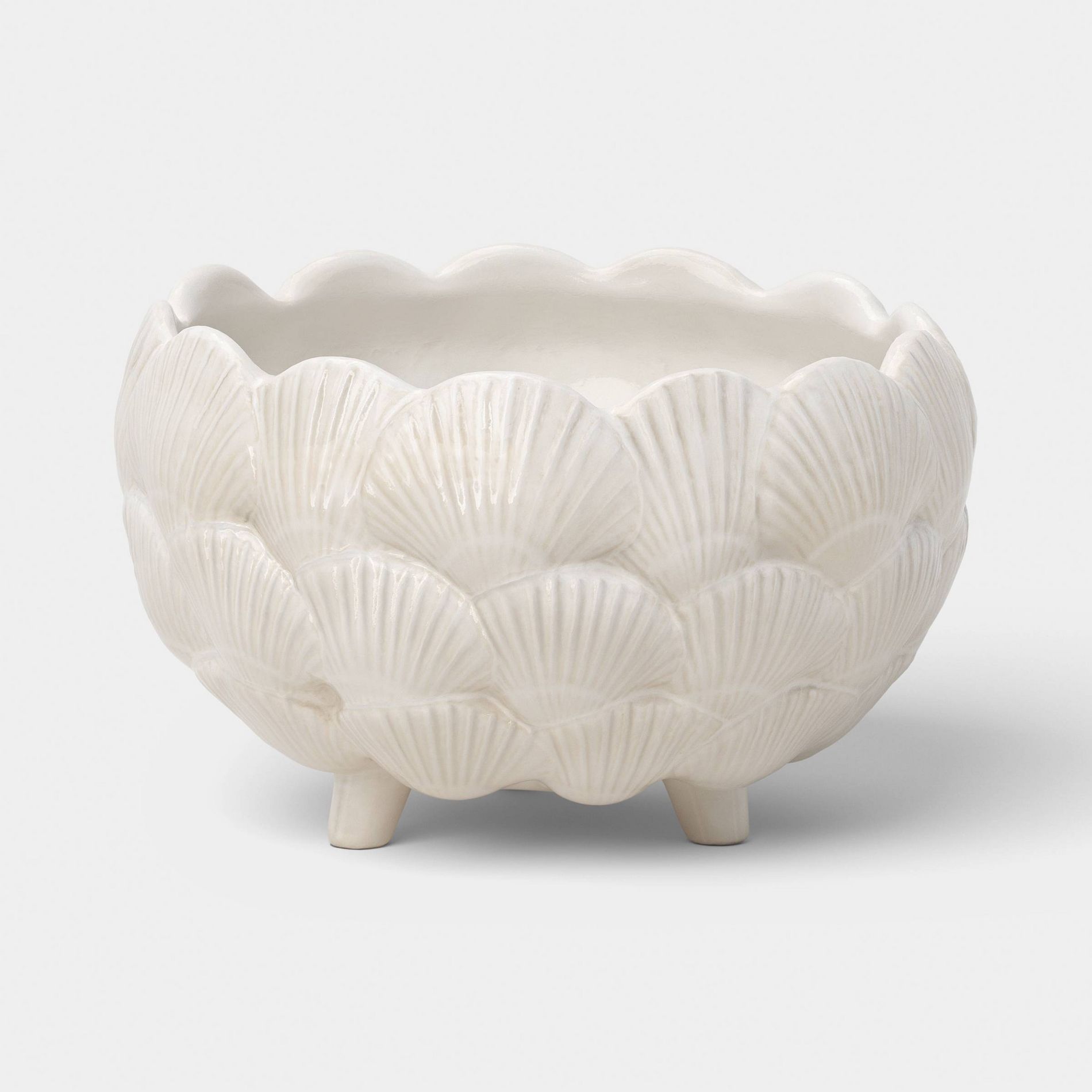 8" Ceramic Outdoor Clam Shell Planter Ivory - Threshold™ designed with Studio McGee