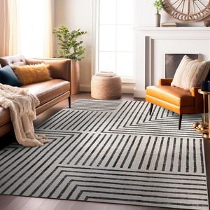 World Rug Gallery Distressed Bohemian Stripes Washable Non Slip Area Rug - 1 of 4