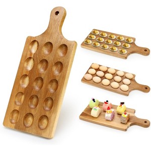 Acacia Wood Deviled Egg Platter, Serving Tray for Charcuterie & Cheese with Easter Gift Box - 1 of 4