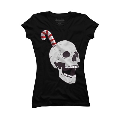 Junior's Design By Humans Christmas skull By AllenStudio T-Shirt
