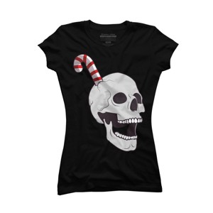 Junior's Design By Humans Christmas skull By AllenStudio T-Shirt - 1 of 3