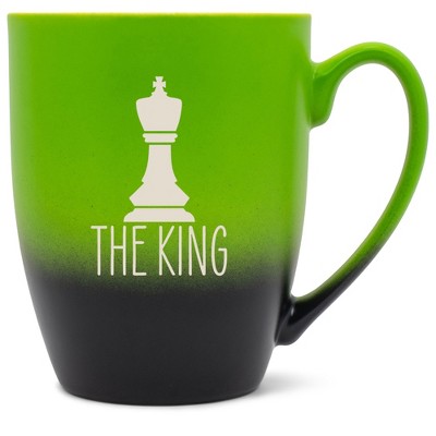 100 North Chess Game 10 Ounce Green and Black Two Toned Ombre, Comfortably Fits Your Hands, Ceramic Tea Coffee Cup Mug, The King