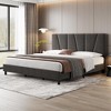 Coolmee Twin/Full/Queen/King Size Bed Frame with Adjustable Headboard, Linen Upholstered Platform Bed Frame with Strong Wooden Slats - 3 of 4