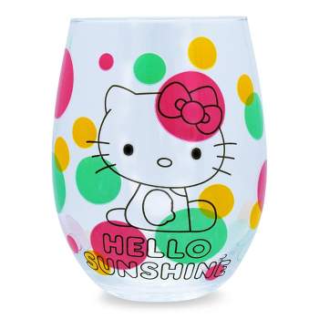 Silver Buffalo Sanrio Hello Kitty Loves Ice Cream Teardrop Stemless Wine Glass | Holds 20 Ounce